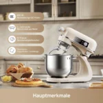 Dreame MX60 Standmixer mit patentiertem Doppelteighaken,leisem 800W,Intelligent Digitalanzeige,12 Geschwindigkeitsstufen,6-Liter Rührschüssel,creme – Bild 2