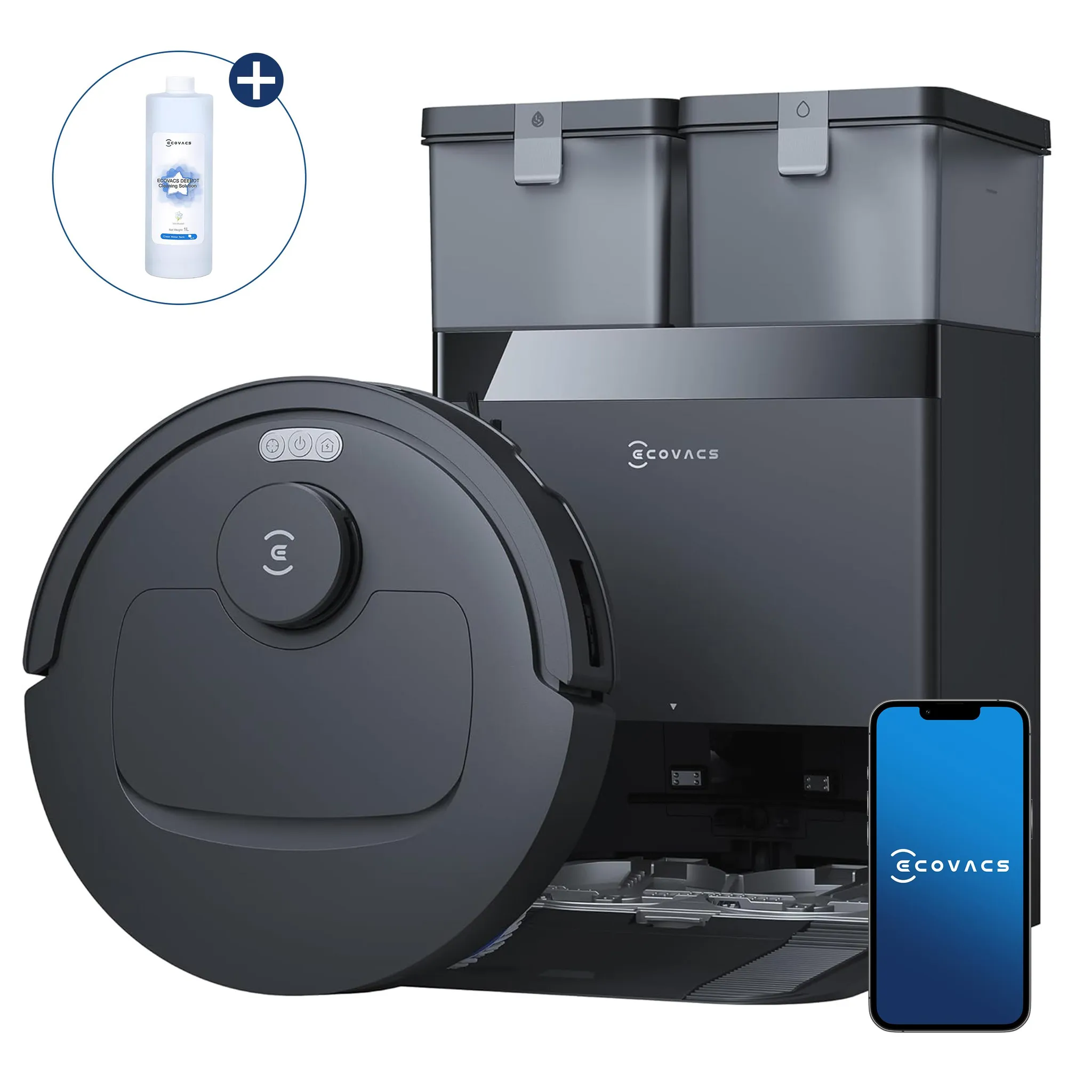 0fbe23c7c33076c9210b9242c7203b94.webp ECOVACS DEEBOT T30e Omni Staubsauger Roboter mit 1L Original-Reinigungsflüssigkeit, 25000Pa Saugroboter mit Wischfunktion Wischroboter Schwarz – Bild 1
