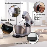 Bosch Küchenmaschine OptiMUM MUM9AX5S00, Edelstahl-Schüssel 5,5 L, integrierte Waage und Timer, Planetenrührwerk, Profi-Knethaken, Schlag-, – Bild 3