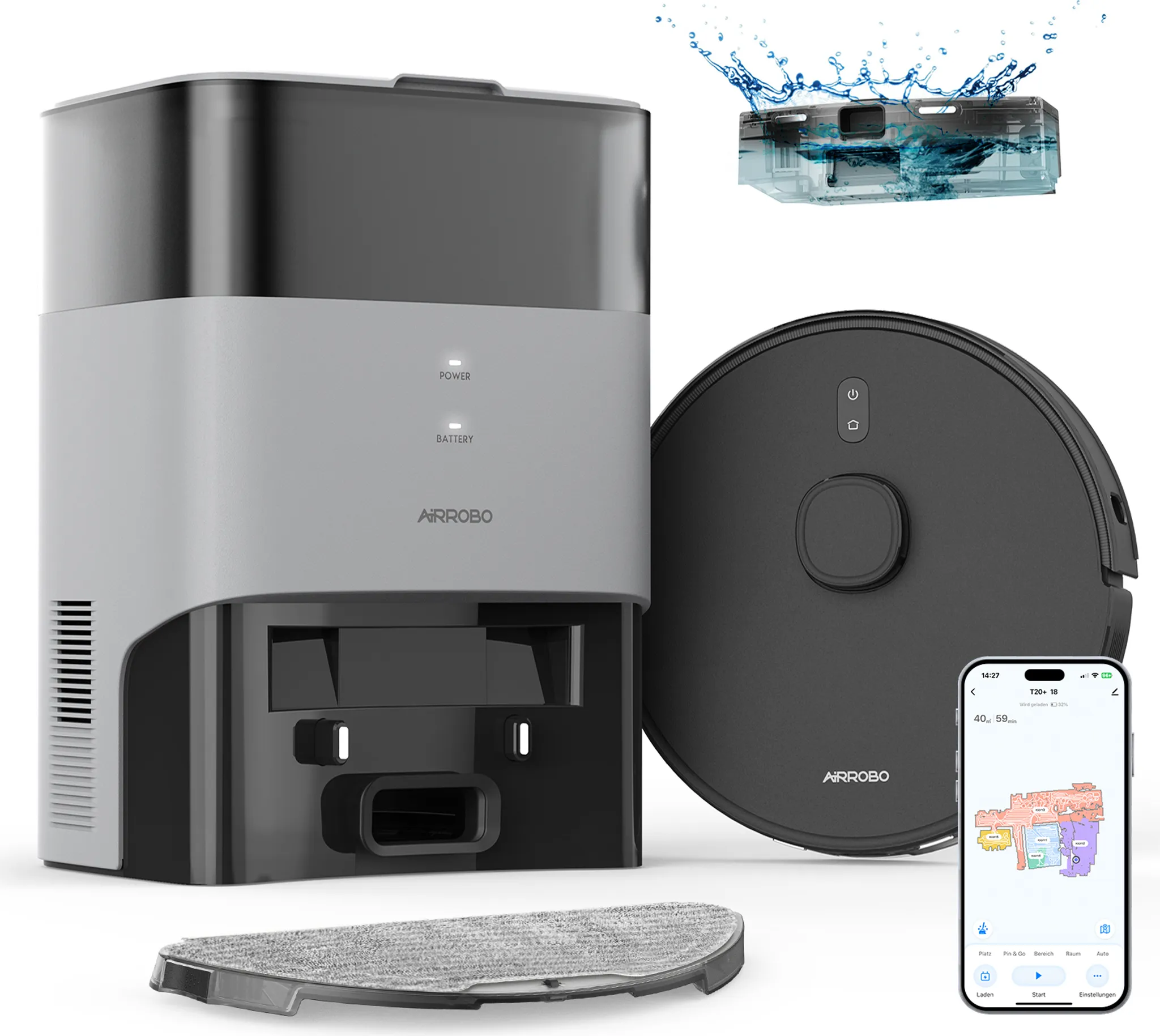 97c042e689b99fc753030694baee2a41.webp T20+ Staubsauger Roboter 3-in-1 , Saugroboter mit Wischfunktion Saugroboter 2600Pa mit Automatischer Absaugstation & elektrische Kontrollwassertank – Bild 1