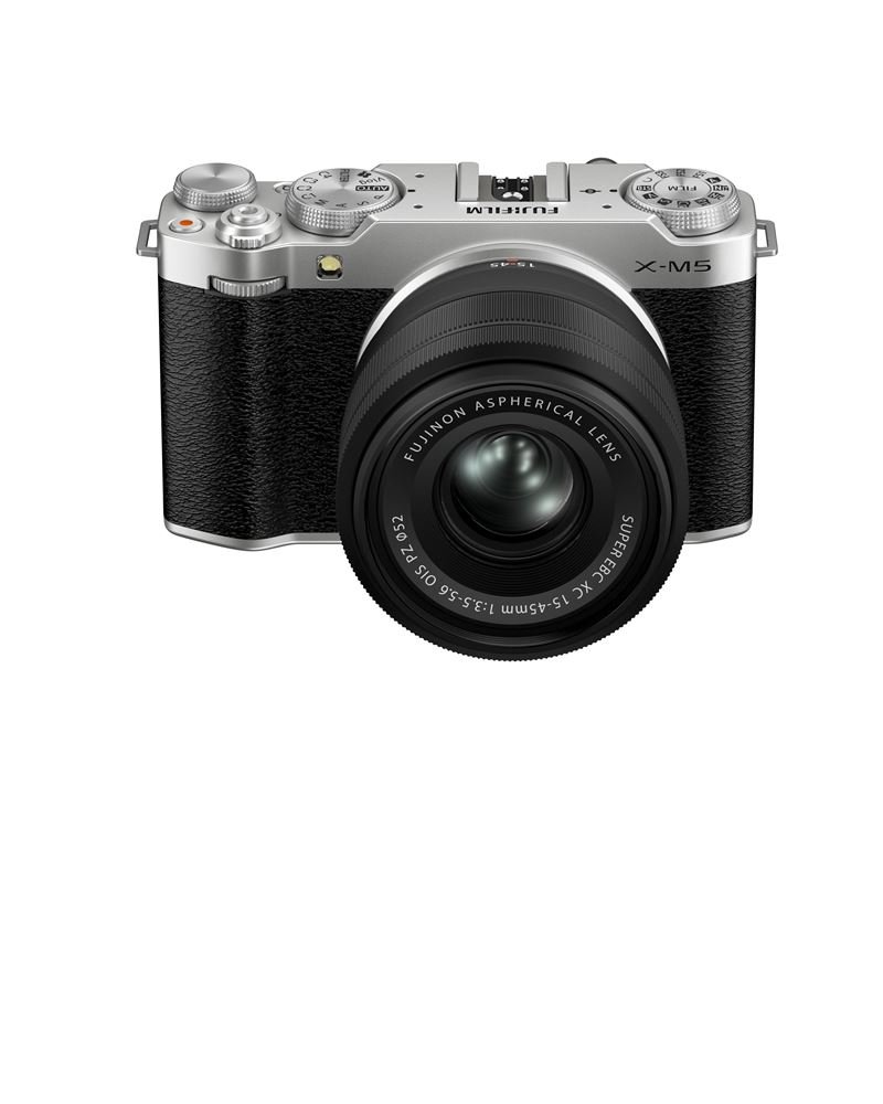 Appareil-photo-hybride-Fujifilm-X-M5-Argent-Objectif-15-45-mm Fujifilm X-M5 Silber Hybridkamera + 15-45mm Objektiv – Bild 1
