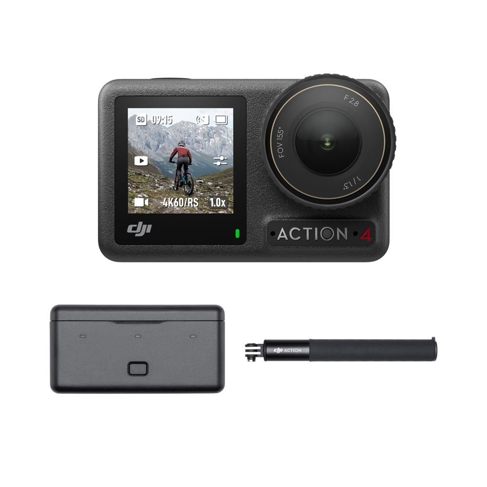 Camera-sport-DJI-Osmo-Action-4-Adventure-Combo-Noir DJI Osmo Action 4 Adventure Combo Schwarze Sportkamera – Bild 1