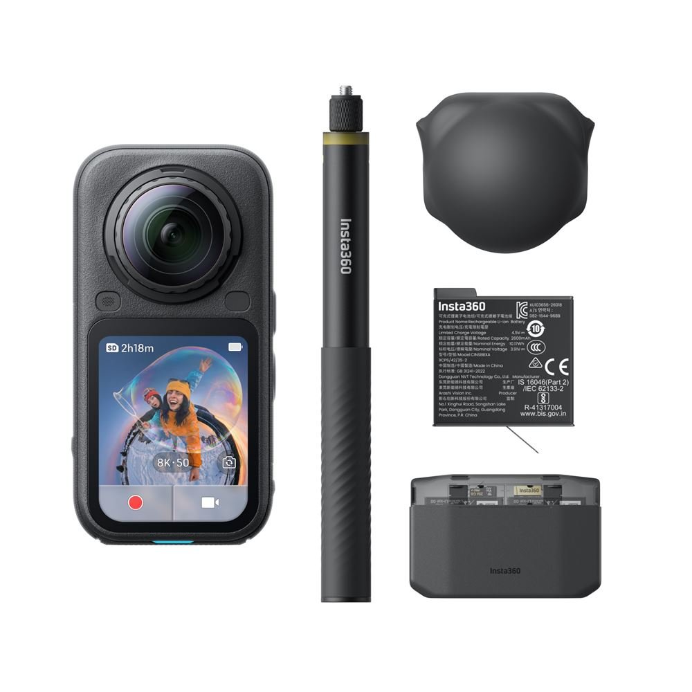 Camera-sport-Insta360-X6-Eentials-Bundle-Midnight-Noir Insta360 X6 Essentials Bundle Midnight Black Action-Kamera – Bild 1