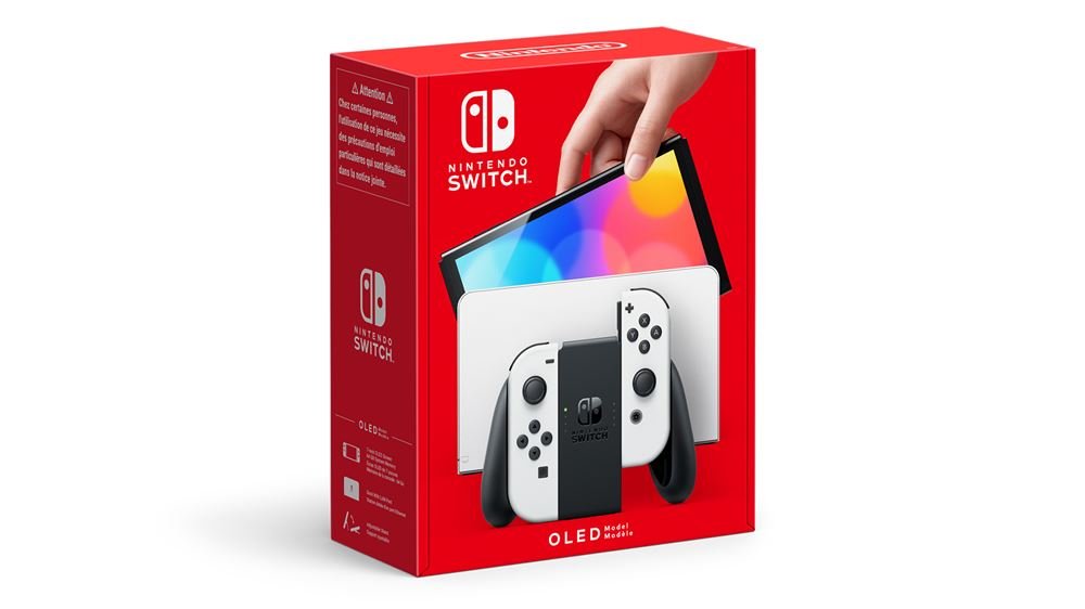 Nintendo-Switch-modele-OLED-avec-station-d-accueil-et-manettes-Joy-Con-blanches Nintendo Switch (OLED-Modell) mit Dockingstation und weißen Joy-Con-Controllern – Bild 1