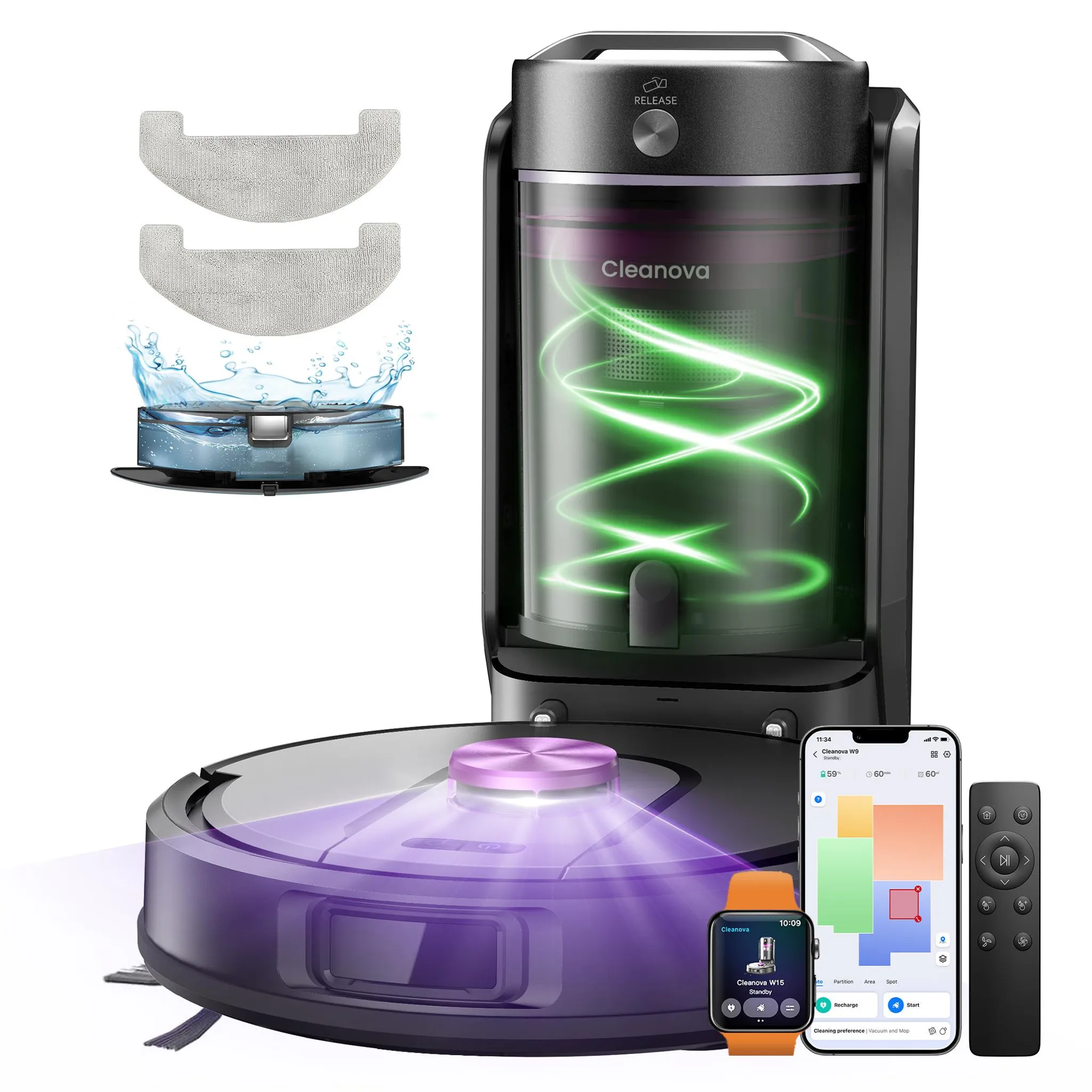 e16299f4ca71bd637b5608f74deca022.webp Vactidy W15+ 3-in-1 Nass Trocken Saugroboter mit Absaugstation, 10000Pa/180Min/4L, Roboter Staubsauger mit Wischfunktion (LiDAR-Navigation & WatchAPP) – Bild 1
